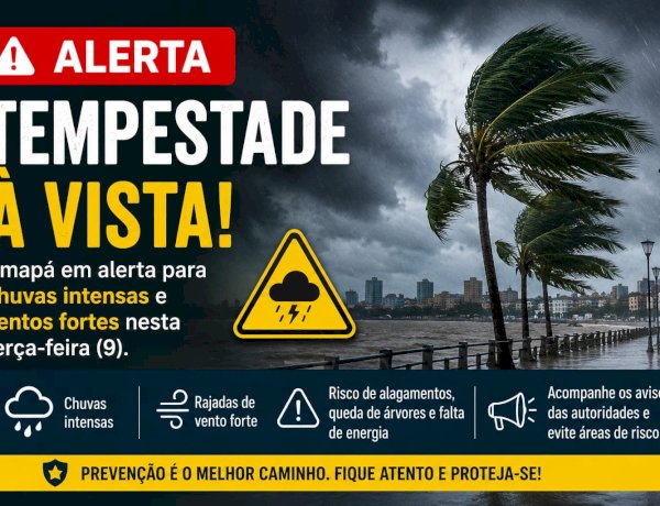 Alerta de tempestade: Amapá pode enfrentar chuvas fortes e ventos intensos nesta terça-feira